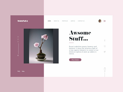 Daily_Ui #003 (landing page) 003 bonsai branding clean app design creative design daily 100 daily 100 challenge dailyui dailyui 003 design inspiration landing page latest trends minimal design pastel colors photoshop plants website typography ui ui ux design visual design