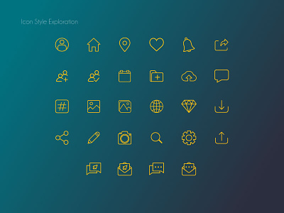 Icons Style Exploration clean icons creative design design design inspiration gradient background icon branding icon design icon style icons icons pack icons set minimal icon simple icons stroke icons thin icons thin line icons vector