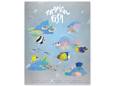 TROPICAL FISH blue card design digital digital illustration fish illustration sea vector
