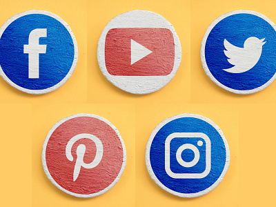 Set of main social networks icons for web site or mobile applica