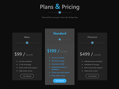 Pricing Plan html page