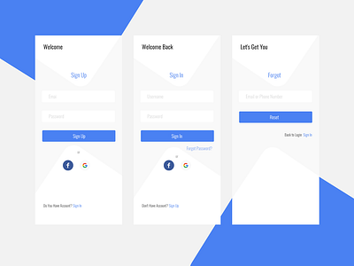 Sign In and Sign Up Screen for ios App forgot password ios app design ios application login page signup page