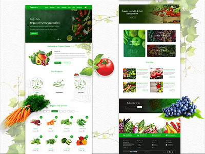 e-Commerce Organic Vegetable and Fruits store landing page organic landing page organic shop page shop page web desgin