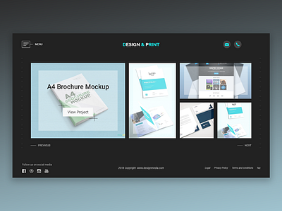 Dark theme home page for Design & Print Media