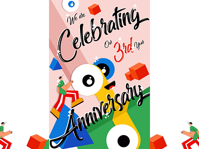 Anniversary 3rd anniversary app art banner brand branding celebrating design flat illustration ux vector website