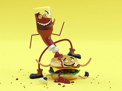 Everything tastes better with ketchup 3d 3dartist 3dartwork 3dcharacter 3dillustration 3drender burger burgers c4d c4dart c4dgraphics c4drender cartoon cartoonrender character design characterdesign corona coronarender ketchapp ketchup