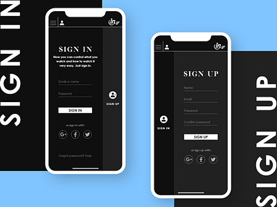 In.gr - Sign in/up android black grey log in minimal news app phone app sign in sign up social app ui ux design ui design ux design