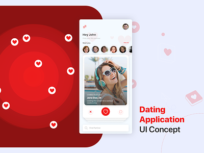 Dating Application UI Concept creative dating dating app dating app design figma mobile app online dating photoshop uiux ussllc