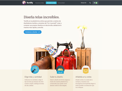 Textilfy Frontpage clean ecommerce fabrics frontpage landing ui