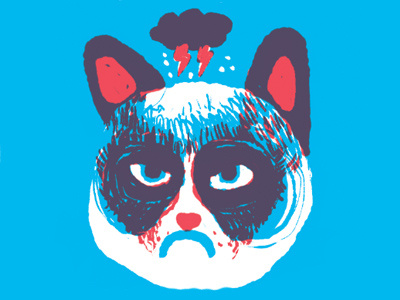 grumpy cat cmyk digital illustration overprint