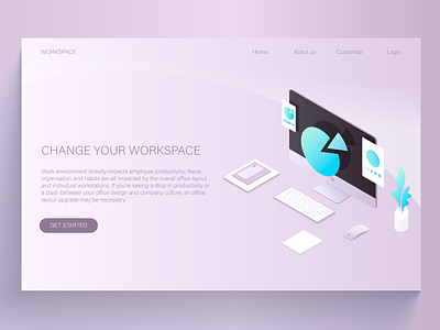Isometric workspace illustration isometric design workspace