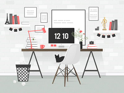 Workspace illustration illustration interior design