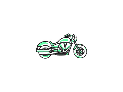 let's ride blue flat green icon illustration line art monoweight moto motorcycle stroke victory