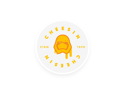 Cheesin' badge cheese flat food icon illustration star wars sticker stormtrooper