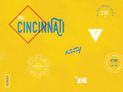 Cincinnati Roaming badge bright cincinnati color halftone ohio poster print texture typography