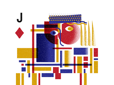 Cubist Jack blue card color cubism jack playing card primary red texture yellow