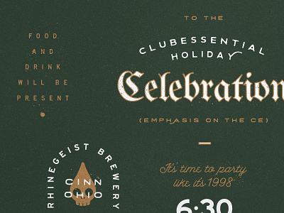 Holiday Save the Date blackletter gold green holiday party save the date std type typography