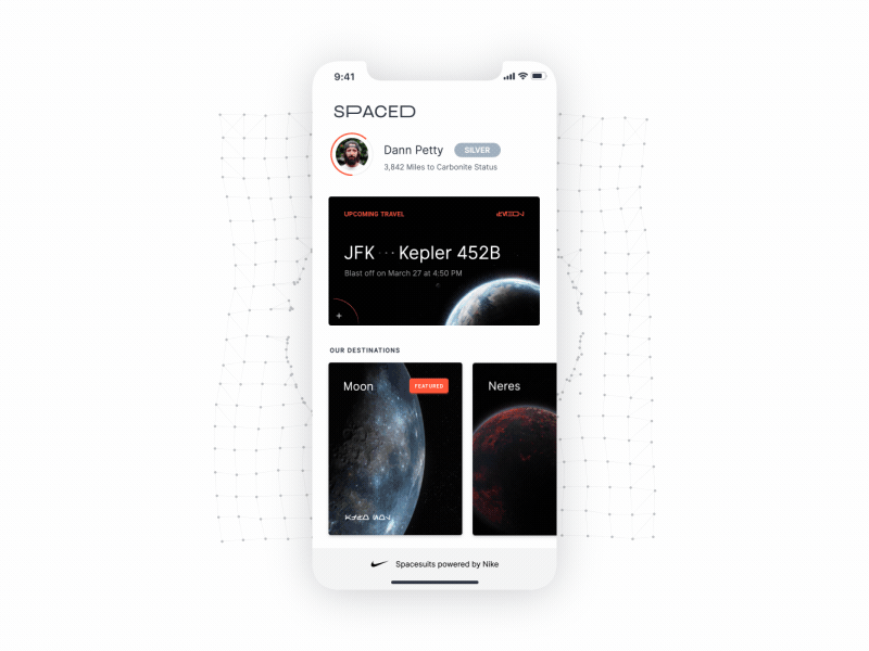 Somewhere in Outer Space ae app concept interaction particles spaced spacedchallenge ui ux