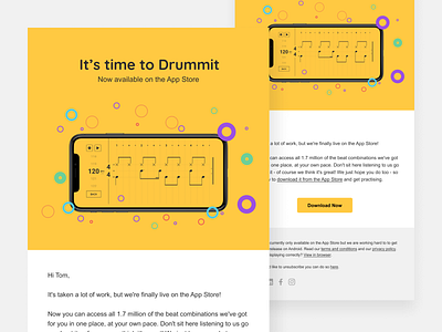 Email Design app app email drum drumming drumming app email email marketing email template html email landscape landscape app launch email ui userinterface uxui yellow yellow email