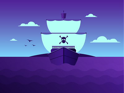 005 Shiver me timbers! blue boat design illustration illustration365 pirate ship pirates pirates of the caribbean pirateship purple sea vector