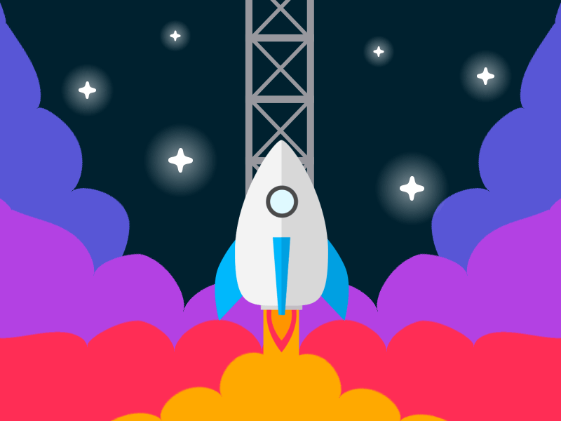 009 Lift Off! animation clouds illustration illustration365 lift off loop looping loopinganimation plume rocket rocketship spaceship take off