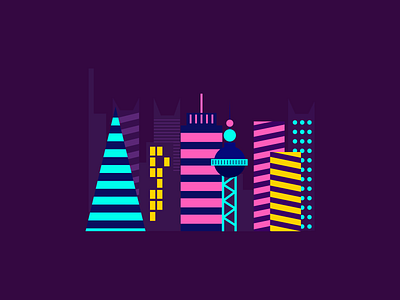 033 / 365 Electric City 2d bright city electric city illustration neon
