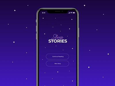 Sleep Stories app app design fairytales home page night screen sleep sleeping stars ui user interface