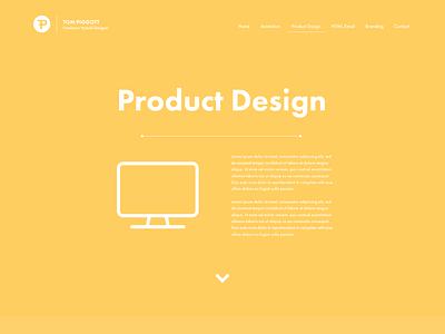 Portfolio Page - Product Design 2d concept flat hero product product design web webdesign website website concept website design yellow