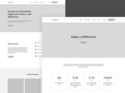 Aid Gambia charity charity website figma landingpage webdesign website wireframe wireframe design