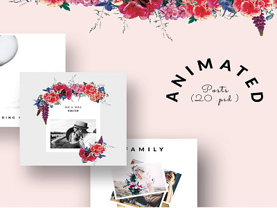 ANIMATED Instagram Posts - Wedding animated animated instagram posts arrangements clean floral flowers instagram social media templates style templates wedding white