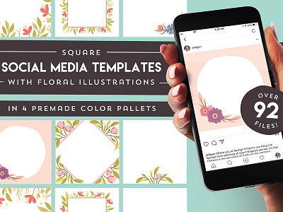 Floral social media templates blogger branded instagram branding floral clipart floral illustration floral templates instagram modern florals premade templates social media social media template