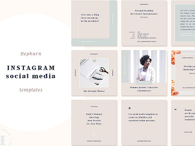 Hepburn Instagram Post Templates beauty blogger fashion blogger instagram instagram template instagram templates instagram themes lifestyle lifestyle blogger minimal stylish template templates