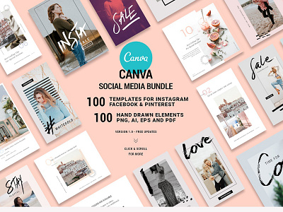 CANVA Social Bundle + FREE Updates canva bundle canva stories canva story template canva template chic fashion instagram bundle instagram canva instagram story instagram template pinterest template