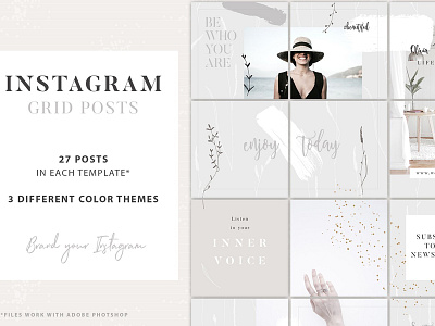 Instagram Grid Posts - 3 Themes blogging branding instagram grid posts instagram puzzle instagram templates lifestyle blogger photoshop template social media stylist themes wedding wedding photography theme