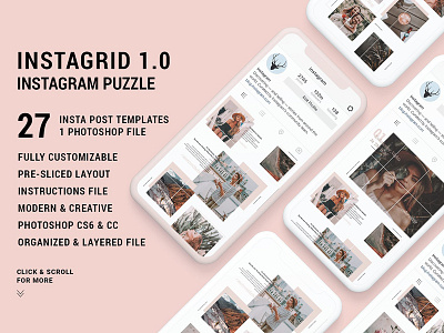 InstaGrid 1.0 - Instagram Puzzle insta grid instagram instagram grid instagram post instagram puzzle instagram template puzzle template social media pack social media templates travel template wedding template