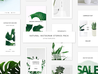 Natural Instagram Stories Pack clean cosmetic eco flower green instagram instagram stories pack logo moodboard natural nature photographer