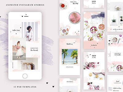 Tara - Animated Instagram Stories animated animated instagram stories animation instagram stories psd templates social media templates watercolor texture