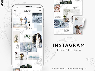 Instagram PUZZLE template - Light blog blogger branding clean creative design elegant fashion feminine instagram instagram stories lifestyle logo modern social media social media pack social media templates stories template templates