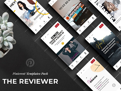 The Reviewer Pinterest Templates Set banner clean design digital marketing ecommerce fashion female feminine instagram marketing minimalist moodboard pinterest pinterest templates promotion psd reviewer social media templates the reviewer