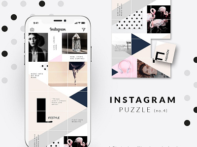 Instagram PUZZLE template -Geometric blogger clean fashion feminine geometric grid instagram instagram grid instagram puzzle instagram puzzle template instagram stories instagram templates lifestyle moodboard posts social media stories template templates travel