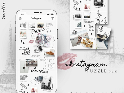 Instagram PUZZLE template -Traveller blog blogger branding clean feminine grid layouts instagram instagram grid instagram puzzle template instagram stories moodboard puzzle puzzle template social media social media templates stories template templates travel traveler