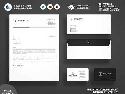 Simple Minimal Corporate Stationery black blogger brand brand identity brand stationery branding business clean corporate stationery creative elegant minimal minimal corporate stationery simple simple corporate stationery simple stationery template templates white