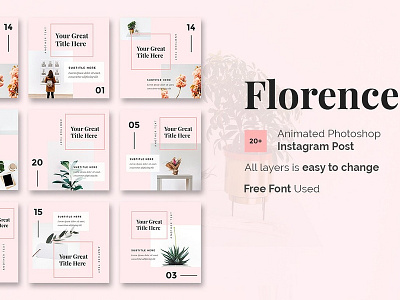 Florence Animated Instagram Posts animated animated instagram animated instagram post animated instagram posts animation blogger branding clean elegant fashion feminine instagram instagram post instagram posts instagram stories social media social media templates stories template templates