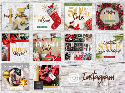 Christmas Holiday Social Media Pack blog blogger branding christmas christmas holiday clean elegant feminine holiday holiday social media instagram modern photoshop social media social media pack social media templates stories template templates