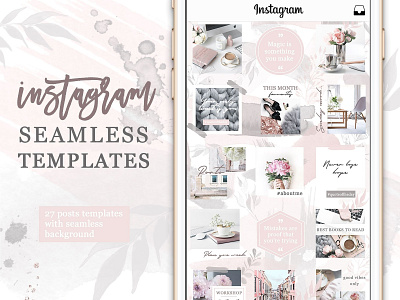 Instagram Posts Seamless Template blogger branding clean elegant feminine instagram instagram posts instagram posts template instagram posts templates instagram seamless template instagram stories instagram template modern seamless template social media social media pack social media templates stories template templates