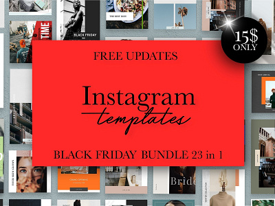 Black Friday Instagram Bundle 23in1 black friday black friday offer blogger branding fashion feminine instagram instagram bundle instagram post instagram posts instagram stories instagram story instagram template instagram templates social media social media pack social media templates stories template templates