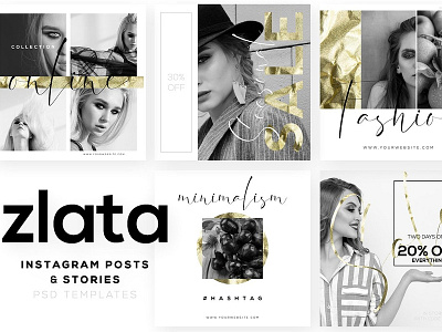 ZLATA - Instagram Templates advertising beauty blog blogger brand branding business designer gold instagram instagram post instagram posts instagram stories instagram template instagram templates posts promo promotion stories template