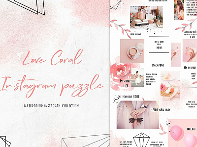 Love Coral instagram puzzle blogger branding coral instagram instagram puzzle instagram puzzle template instagram template love love coral love coral instagram pink puzzle puzzle template social media social media templates stories template templates watercolor winter post