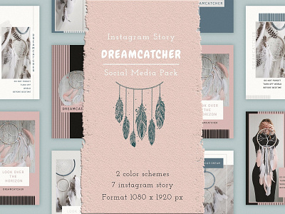 Dreamcatcher Instagram Story blogger branding color dreamcatcher feminine instagram instagram post instagram stories instagram story instagram template promote promoting social media social media templates stories story template templates