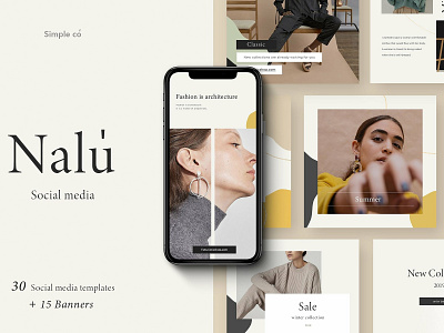 Nalu - Social Media Pack banner beauty blogger branding clean design elegant facebook fashion feminine graphic instagram instagram stories social media social media pack social media templates stories template templates